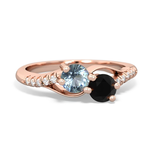 aquamarine-onyx two stone infinity ring