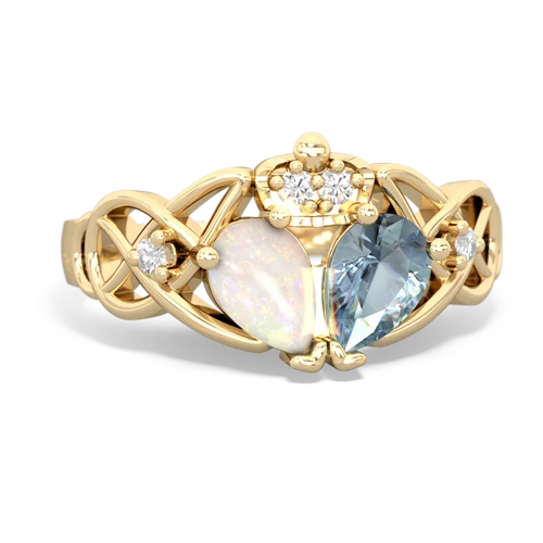 aquamarine-opal claddagh ring