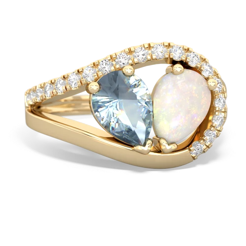 aquamarine-opal pave heart ring