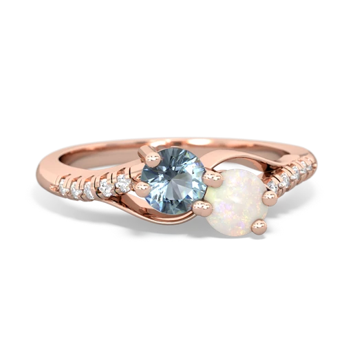 aquamarine-opal two stone infinity ring