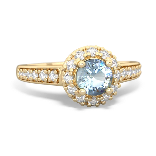 aquamarine classic halo ring