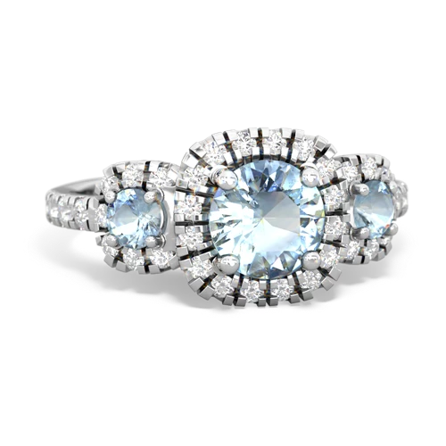 aquamarine three stone regal ring