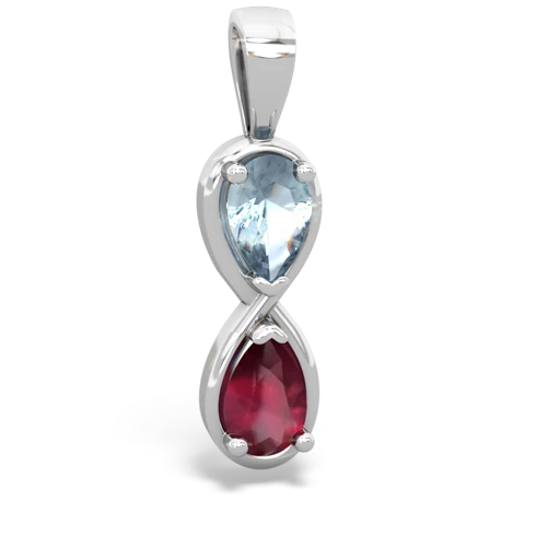aquamarine-ruby infinity pendant