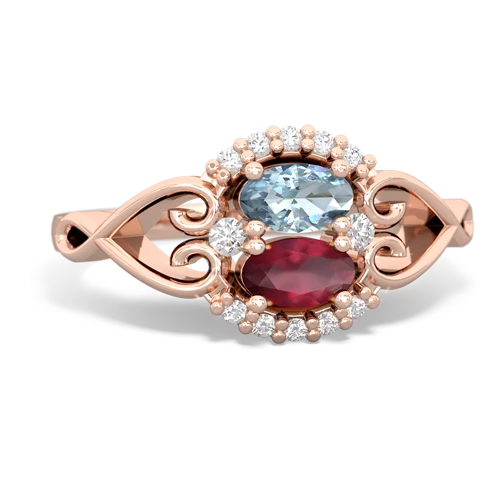 aquamarine-ruby antique keepsake ring