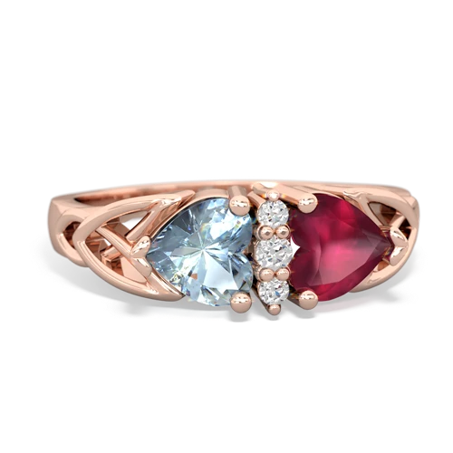 aquamarine-ruby celtic ring