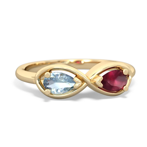 aquamarine-ruby infinity ring
