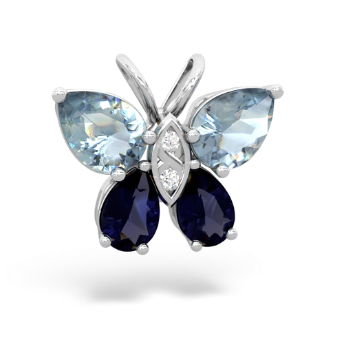 aquamarine-sapphire butterfly pendant