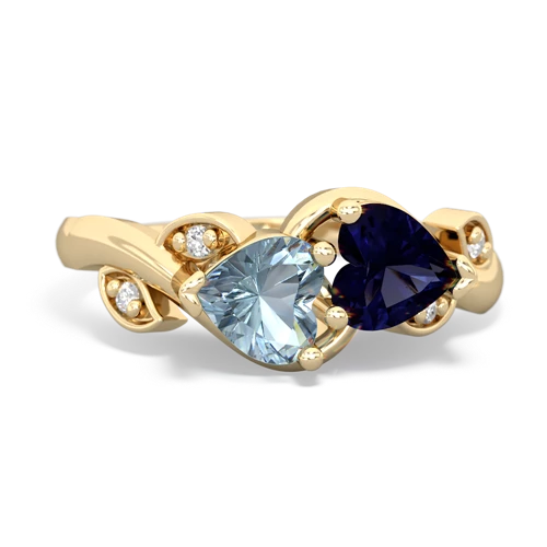 aquamarine-sapphire floral keepsake ring