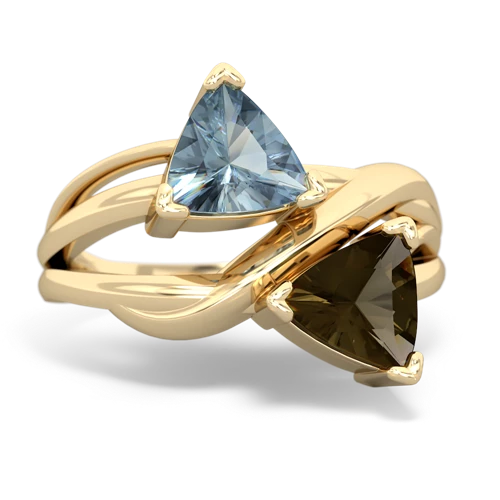 aquamarine-smoky quartz filligree ring