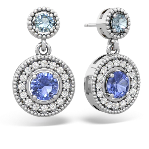 aquamarine-tanzanite halo earrings
