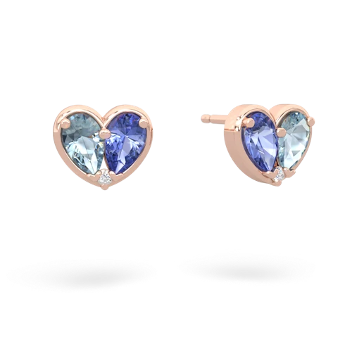 aquamarine-tanzanite one heart earrings