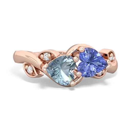aquamarine-tanzanite floral keepsake ring