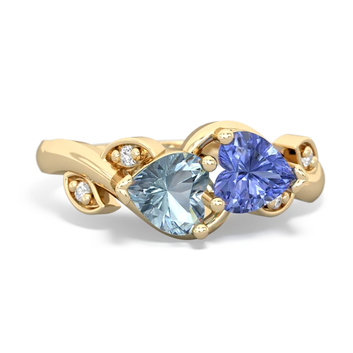 aquamarine-tanzanite floral keepsake ring