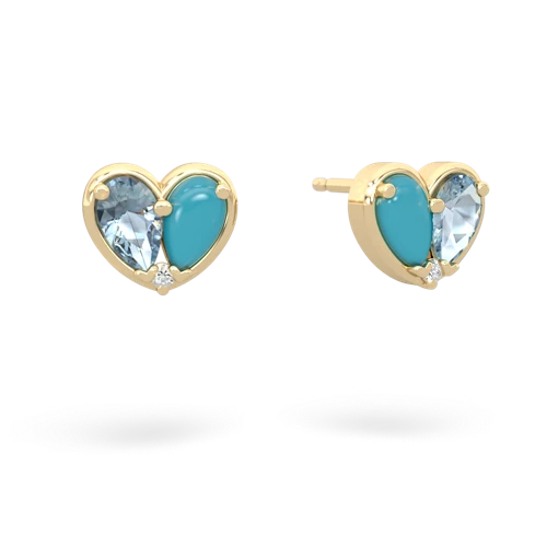 aquamarine-turquoise one heart earrings