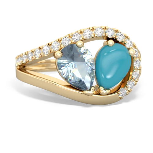 aquamarine-turquoise pave heart ring