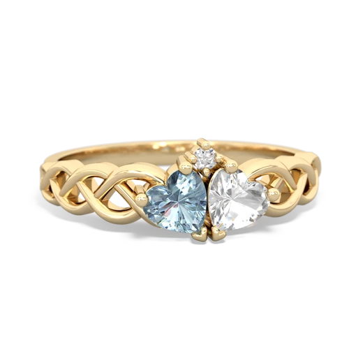 aquamarine-white topaz celtic braid ring