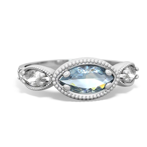 aquamarine-white topaz milgrain marquise ring
