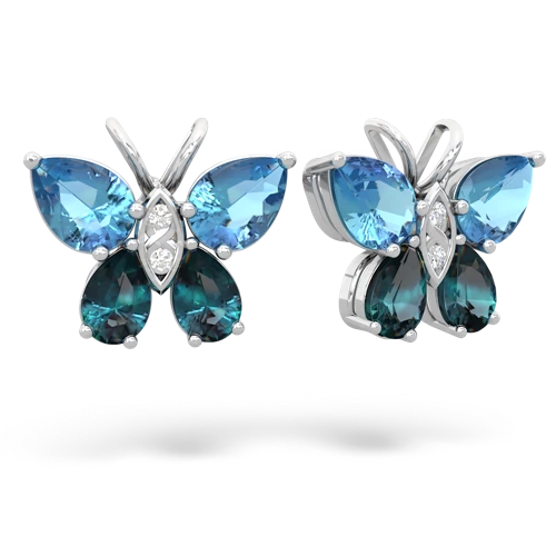 blue topaz-alexandrite butterfly earrings