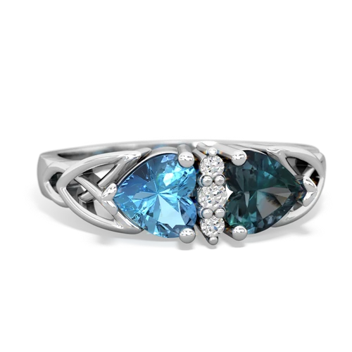 blue topaz-alexandrite celtic ring