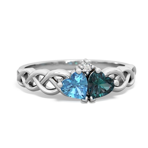blue topaz-alexandrite celtic braid ring