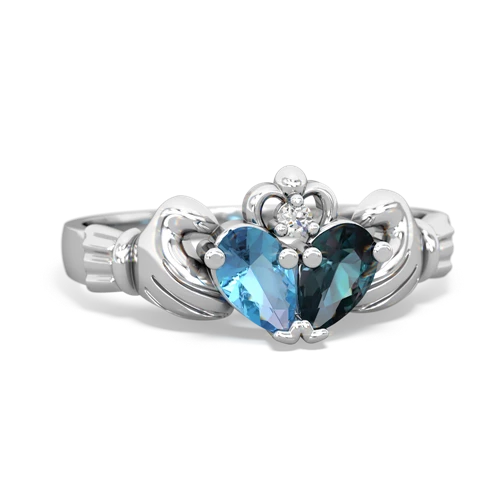 blue topaz-alexandrite claddagh ring