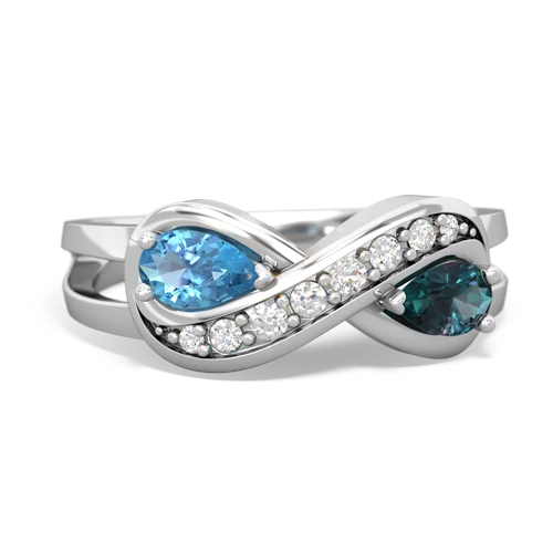 blue topaz-alexandrite diamond infinity ring