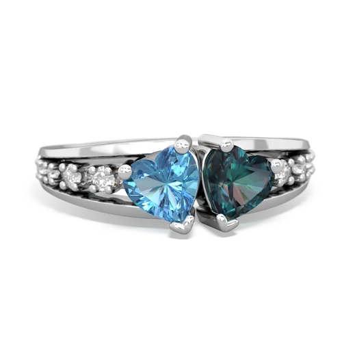 blue topaz-alexandrite modern ring