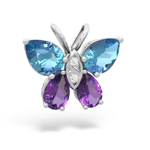 blue topaz-amethyst butterfly pendant