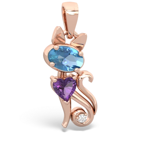 blue topaz-amethyst kitten pendant