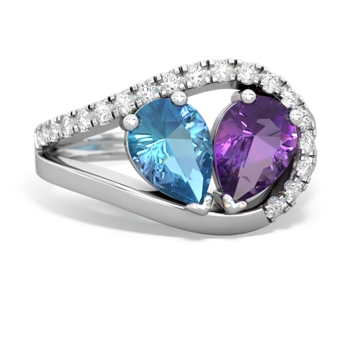 blue topaz-amethyst pave heart ring