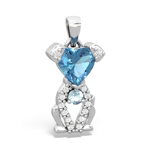 blue topaz-aquamarine birthstone puppy pendant