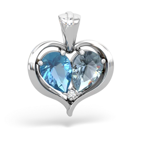 blue topaz-aquamarine half heart whole pendant
