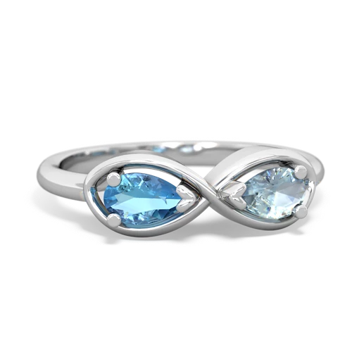 blue topaz-aquamarine infinity ring