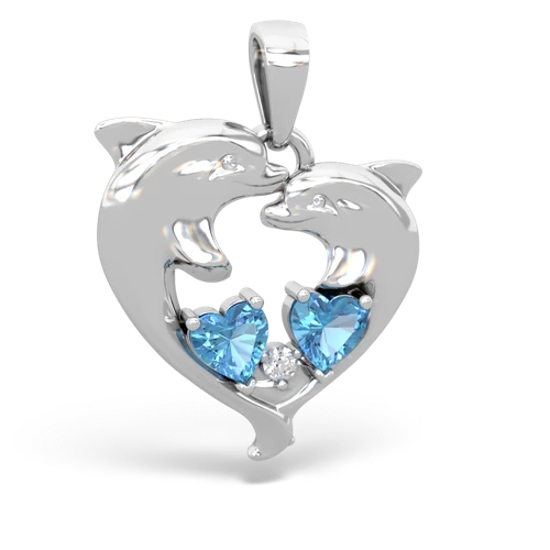 blue topaz-blue topaz dolphins pendant
