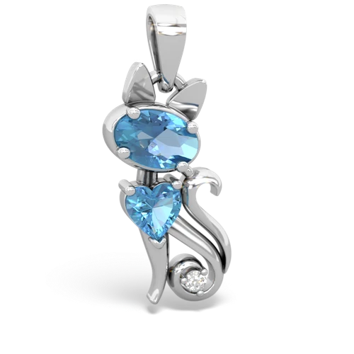 blue topaz-blue topaz kitten pendant