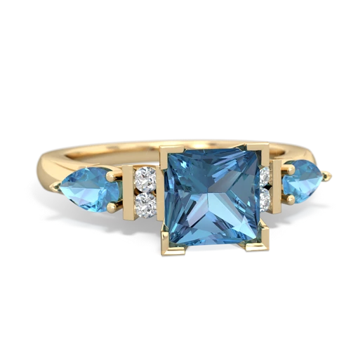 blue topaz-lab emerald engagement ring