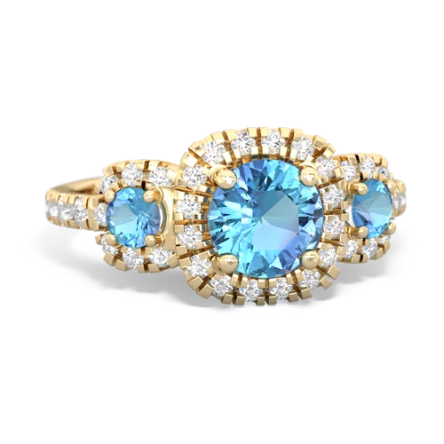 sapphire-garnet three stone regal ring