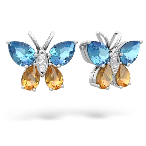 blue topaz-citrine butterfly earrings