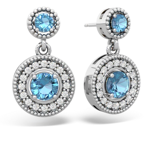blue topaz halo earrings