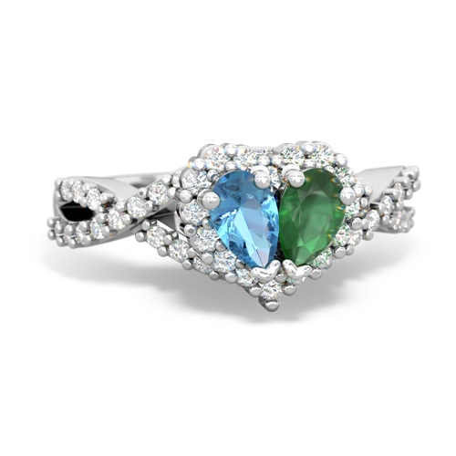 blue topaz-emerald engagement ring