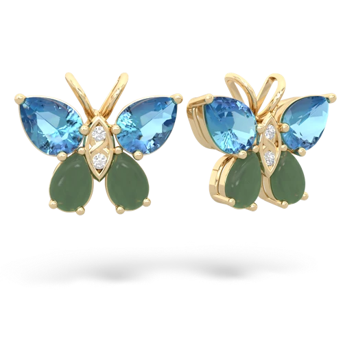blue topaz-jade butterfly earrings