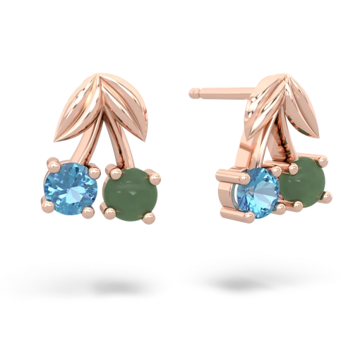 blue topaz-jade cherries earrings