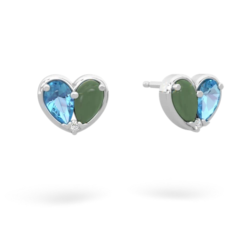 blue topaz-jade one heart earrings