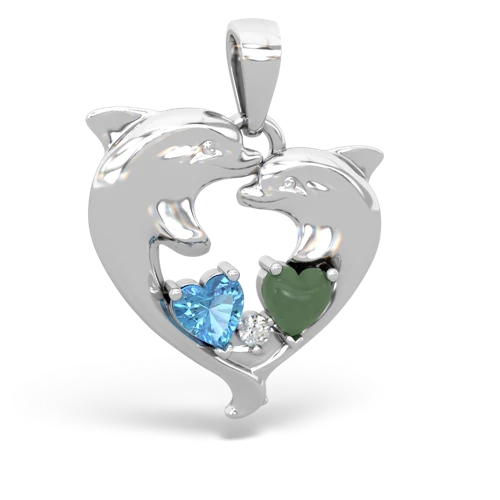 blue topaz-jade dolphins pendant