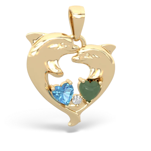 blue topaz-jade dolphins pendant