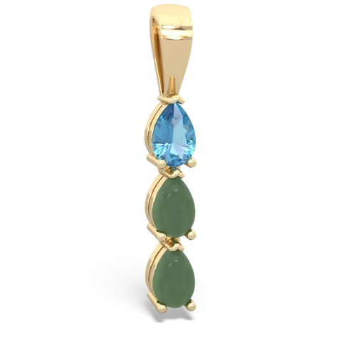 blue topaz-jade three stone pendant