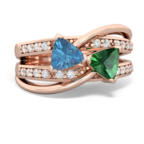 blue topaz-lab emerald couture ring