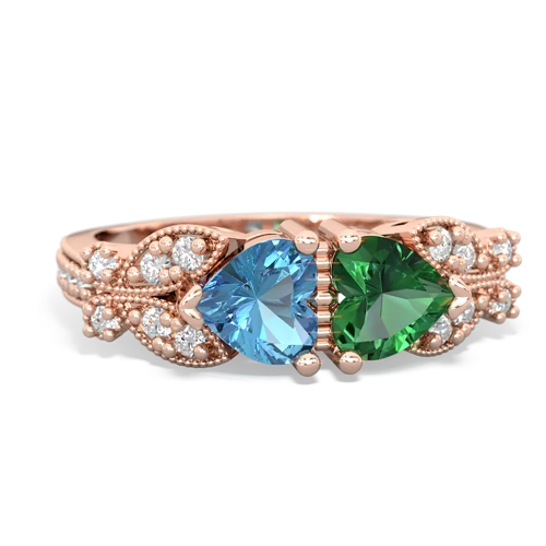 blue topaz-lab emerald keepsake butterfly ring