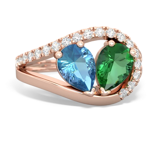 blue topaz-lab emerald pave heart ring