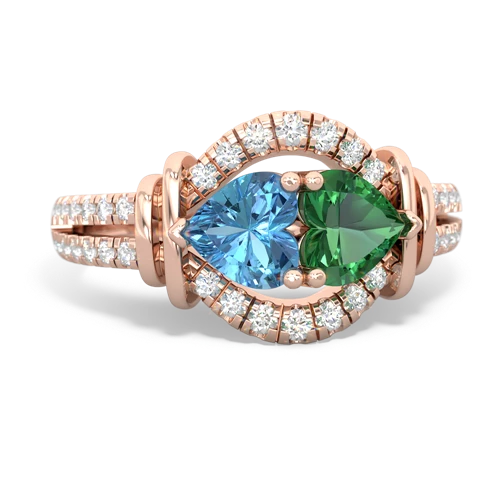 blue topaz-lab emerald pave keepsake ring